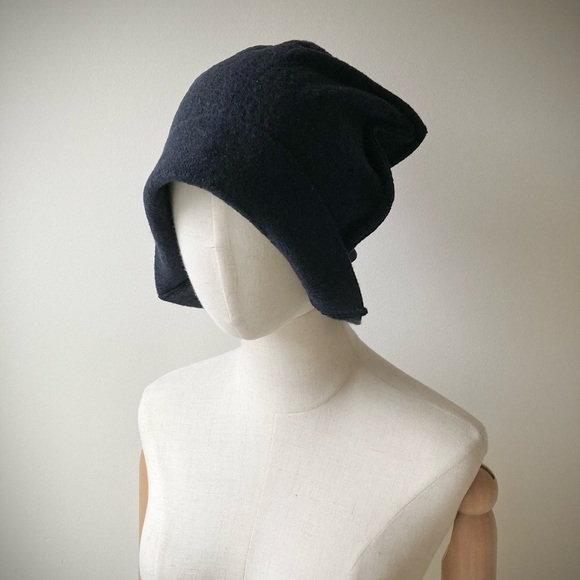 joodito origami crown merino wool sweater hat bucket beanie cap dark blue navy - Picture 6 of 10